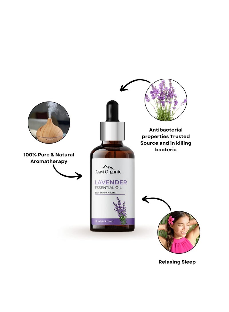 Aravi Organic Lavender and Rosemary Essential Oil 15ml Pack of 2
