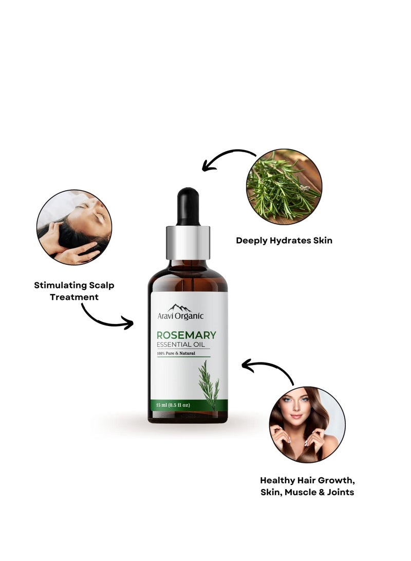 Aravi Organic Lavender and Rosemary Essential Oil 15ml Pack of 2