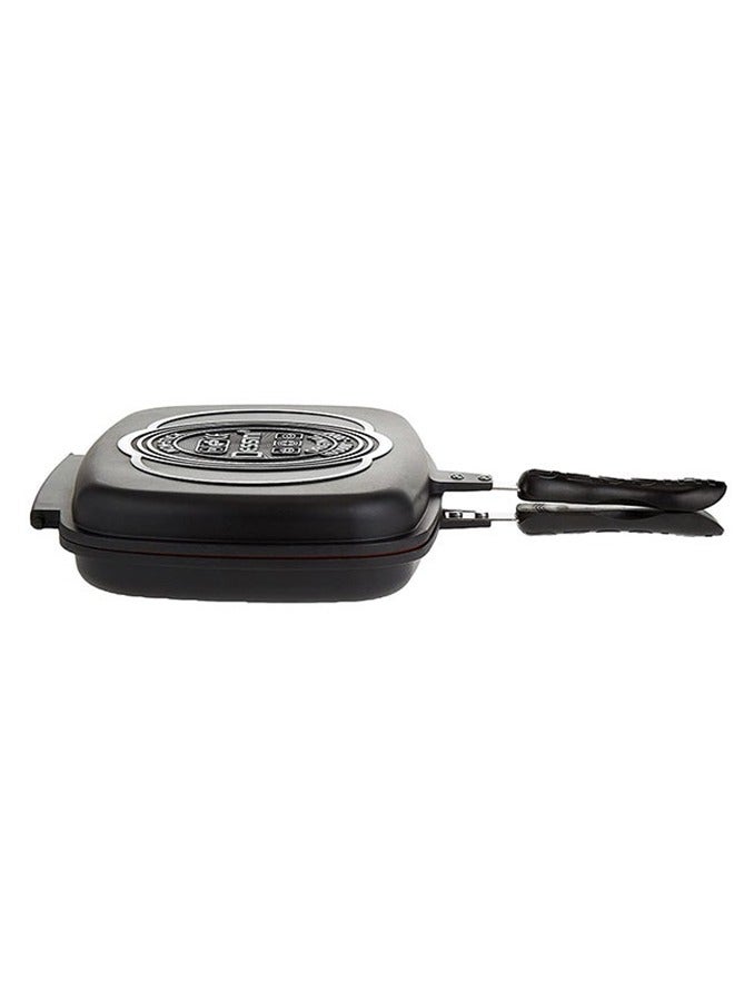 Double Sided Grill Pan Black/Silver/Red 40cm