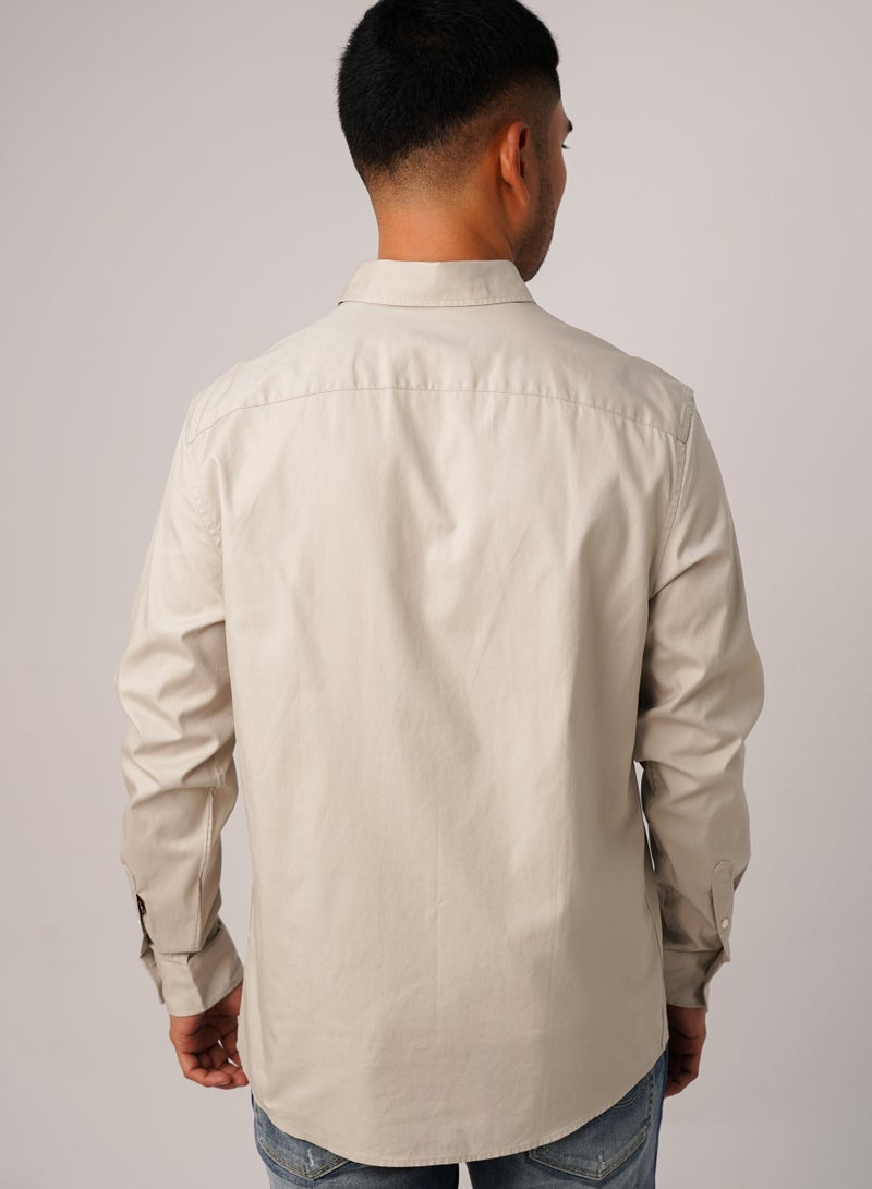 Men’s Button Down Chest Pocket Ruben Shirt in Grey Beam