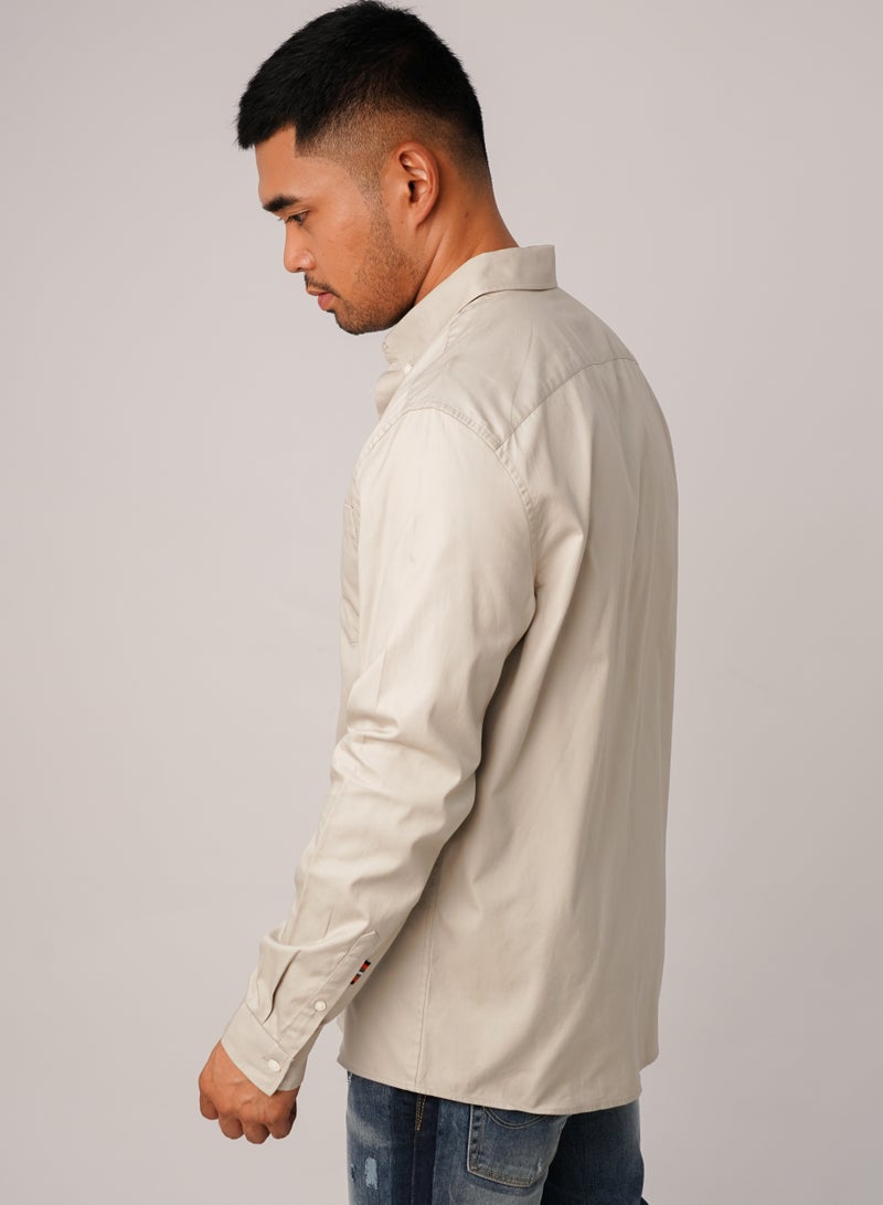 Men’s Button Down Chest Pocket Ruben Shirt in Grey Beam