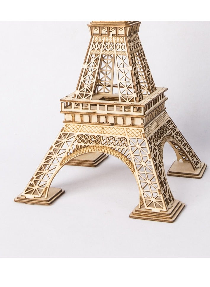 Rolife Eiffel Tower Model TG501, Assembly Brain Teaser 3D Wooden Puzzle DIY Build Model Crafts Kits, Unique Home Decor Birthday Gifts for Teens or Adults