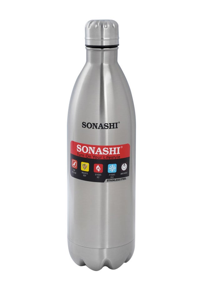 500ML Flask Bottle  Hot And Cold Beverages  Stainless Steel Body with Double Wall Insulation  Unbreakable and Easy to Clean Bottles for Daily Use  Portable Friendly Silver 0.5Liters SVB-502 Silver/Black 0.5Liters