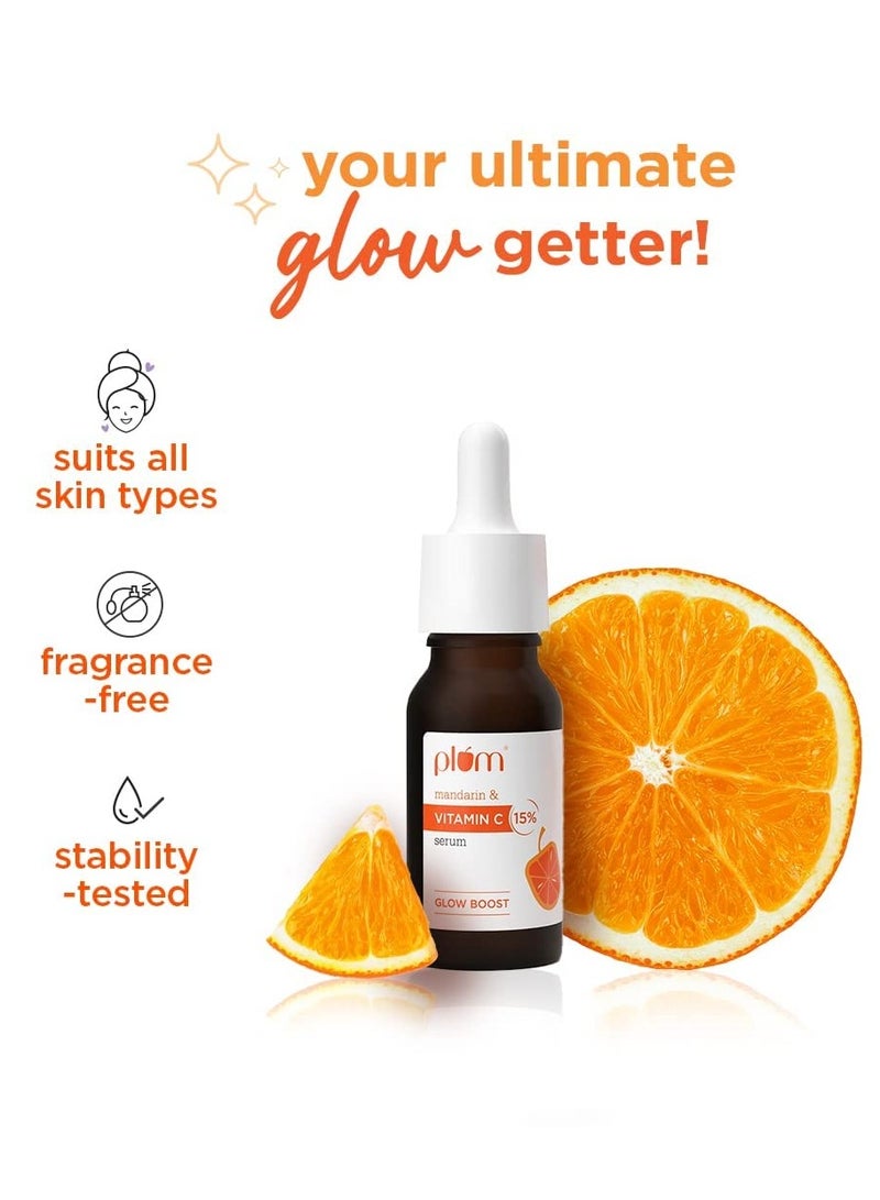 15% Vitamin C Serum For Face with Mandarin for Glowing Skin with Pure Ethyl Ascorbic Acid for Dull Skin, Fragrance-Free