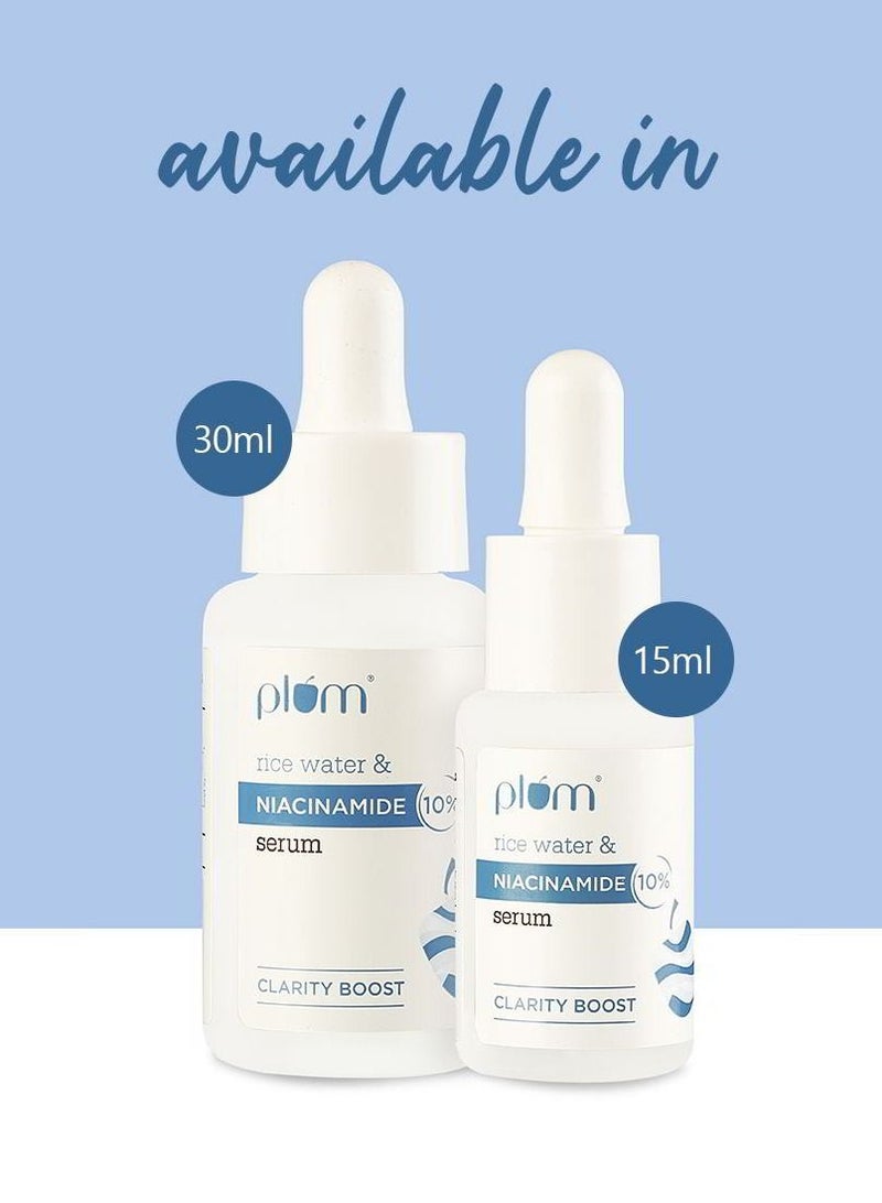 10% Niacinamide Serum with Rice Water for Face Vitamin B3 with Japanese Fermented Rice Water For Clear, Blemish Free, Dark Spots, Bright Skin, Suits All Skin Types