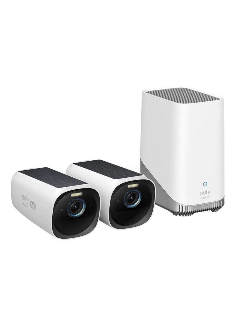 Eufy T88713W1 4K Wireless Security Camera Kit with Solar Power, Face Recognition AI and Expandable Storage