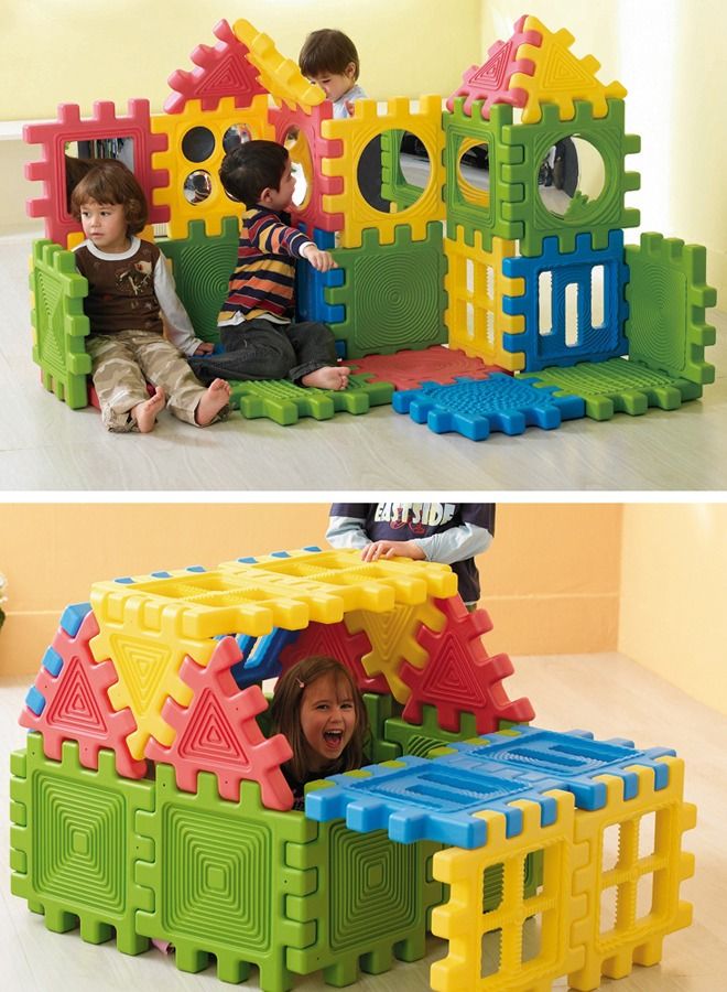 14-Piece Toddler Plastic Toy Tactile Play Tiles Building Block Set