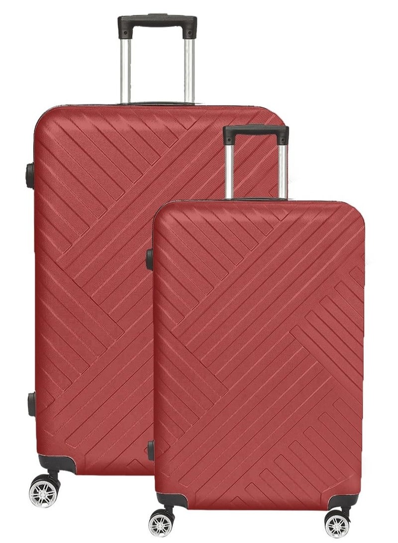 TravelWay Lightweight Luggage Trolley Set of 2 Bag - 2 Sizes Hardshell Suitcase Spinner Luggage for Travel | ABS Luggage with 4 Spinner Wheels (Red, Set of 2)