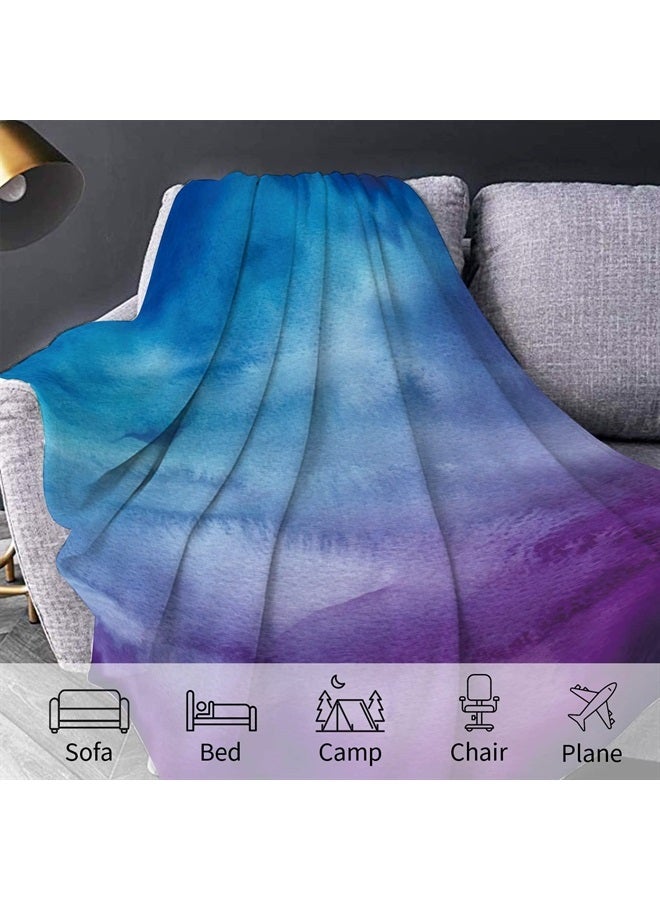 Colorful Blanket, Purple Blue Blanket Super Soft Flannel Fleece Blanket for All Season Cozy Purple Throw Blankets for Office Couch Sofa Bed Gifts for Kids Adults Travel Camping 50