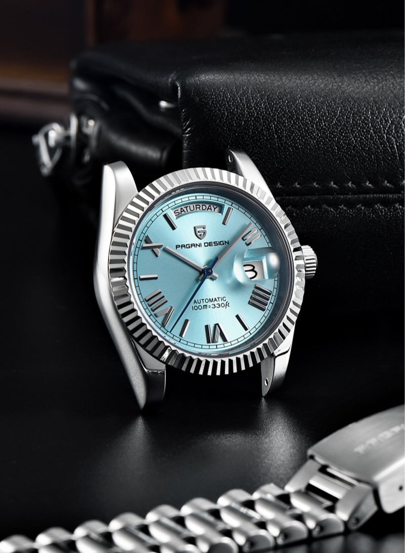 Men Watches Automatic Ice Blue Stainless Steel Mechanical Business Sports Luxury Wrist Watch For Men