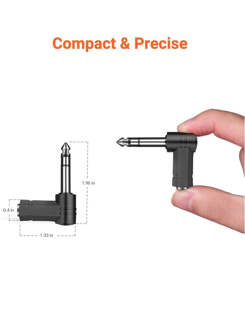 6 PCS 3.5mm Right Angle Male to Female Audio Adapter Converter TRS Stereo Jack Plug AUX Connector Compatible with Headset, Tablets, MP3 Players, Game Controller, Speakers