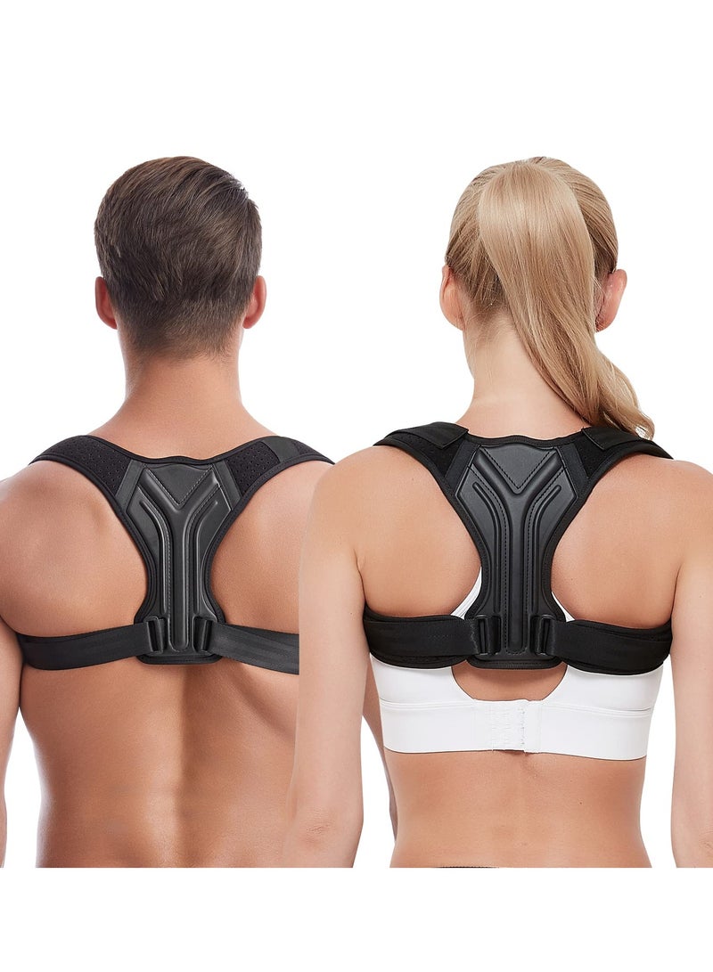 Back Correction Strap, Adjustable Posture Corrector Spine Straightener for Relief of Neck Shoulder Pain Develop Good Seated Standing for Men Women Elderly Teens (1PCS Black, M)