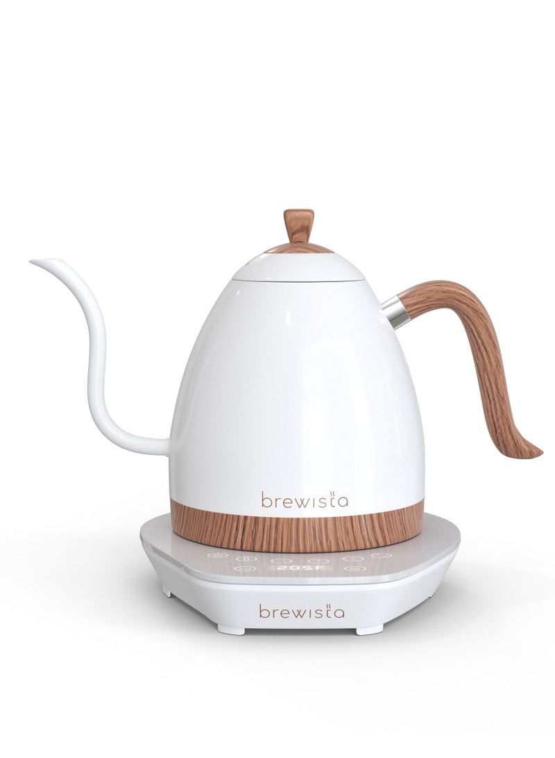 Brewista Artisan Electric Gooseneck Kettle, White & Brown