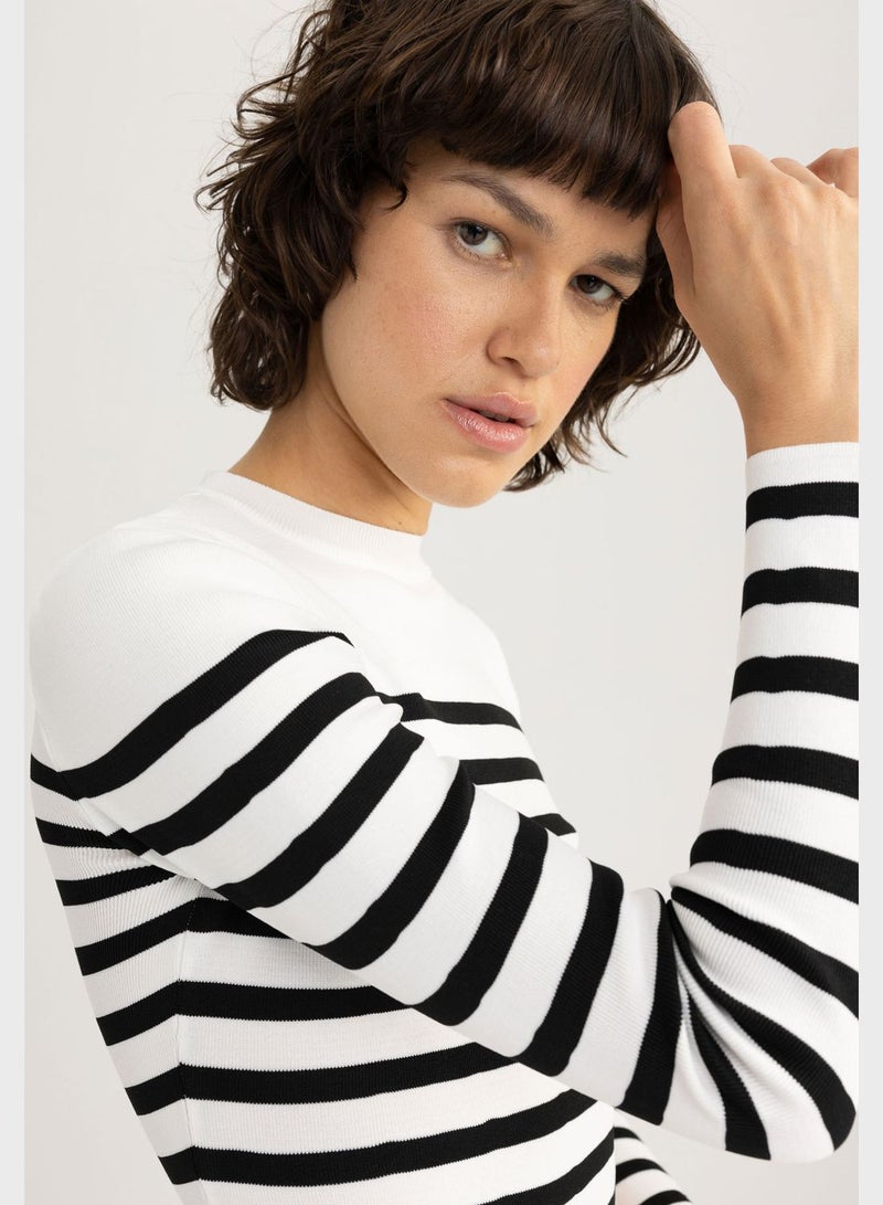 Slim Fit Crew Neck Striped Sweater