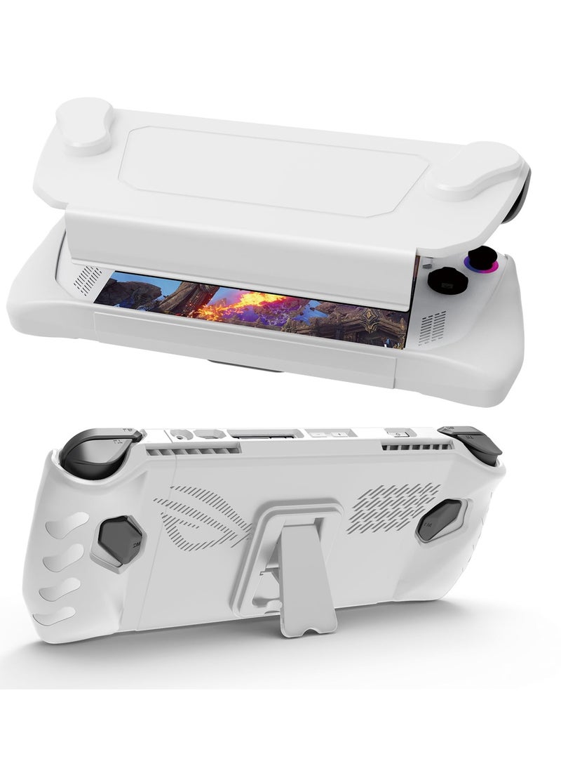 Full Case for ASUS Rog Ally 2023, Protective Case Skin with Detachable Front Shell Cover and Kickstand for Rog Ally, Shockproof Non-Slip Anti-Collision, White
