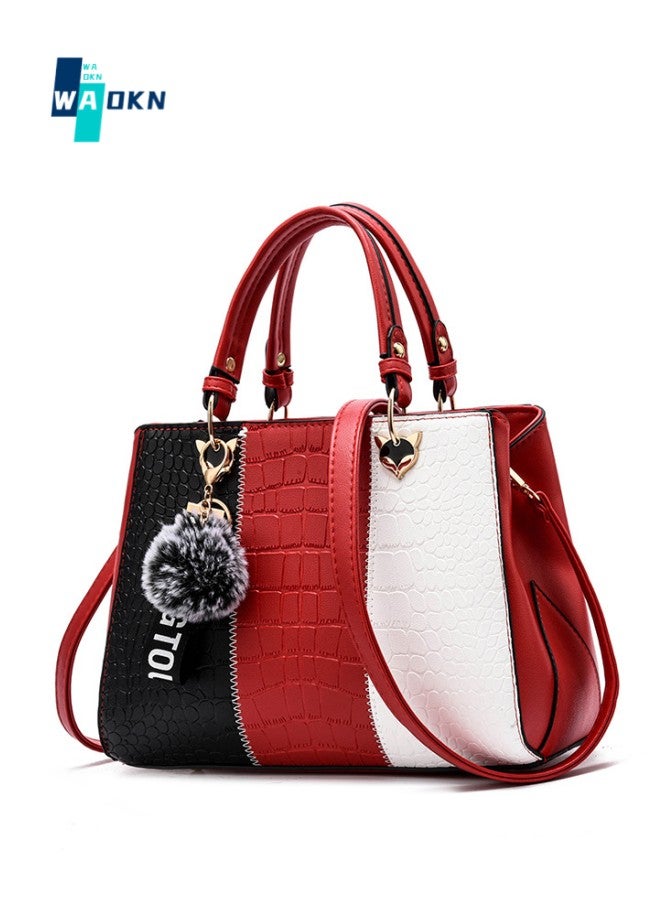 Women's Fashion Contrasting Shoulder Bag, Ladies American Contrasting Handbag Tote Bags Clutch Bag, Large-capacity PU Leather Crossbody Bags Sling Bag Side Bag Carry Bag