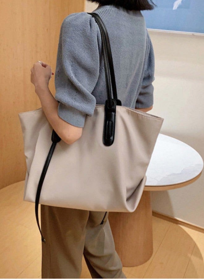 Women's Vintage Large Capacity Tote Bag, Ladies Oxford Cloth Shoulder Bag Handbag Clutch Bag, Girls Daily Commute Shopping Bag Side Bag Carry Bag