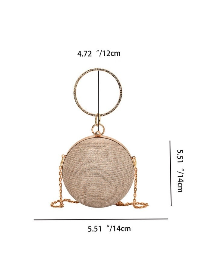 Women's Ball Clutch Bag, Ladies Rhinestone Banquet Bag Tote Bag Handbag, Fashion Chain Shoulder Bag Carrying Bag Sling Bag Side Bag for Party Dinner Wedding (Gold)