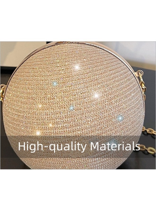 Women's Ball Clutch Bag, Ladies Rhinestone Banquet Bag Tote Bag Handbag, Fashion Chain Shoulder Bag Carrying Bag Sling Bag Side Bag for Party Dinner Wedding (Gold)