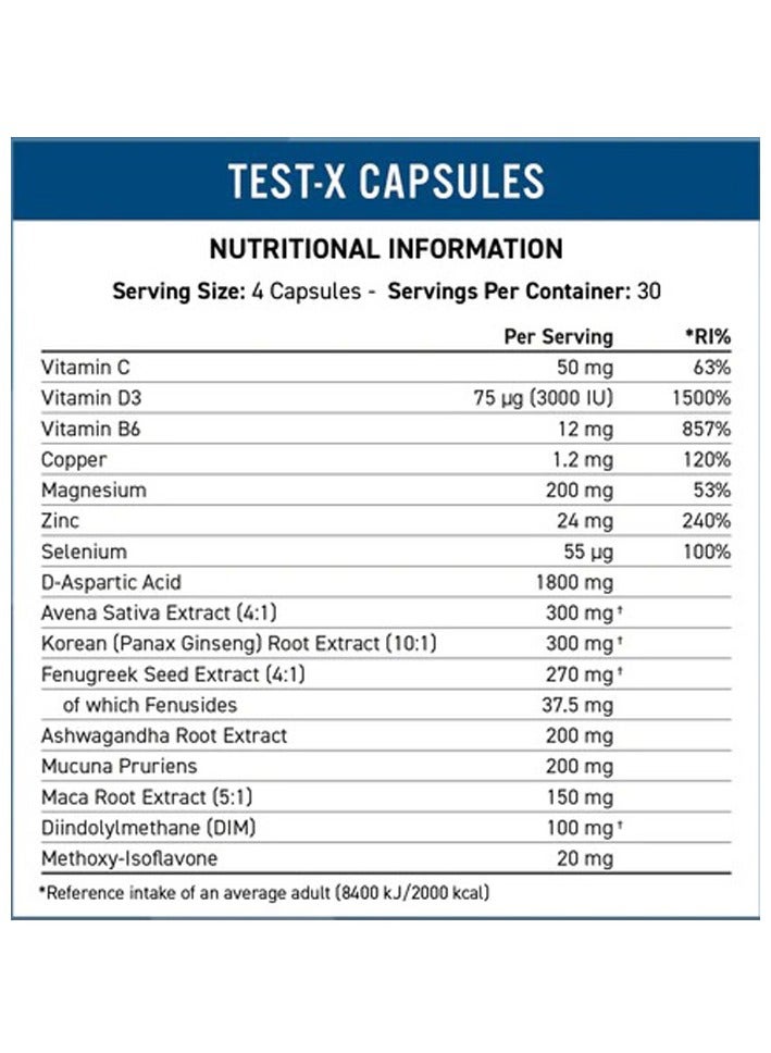 Applied Nutrition Test X Testosterone Support 120 Capsule