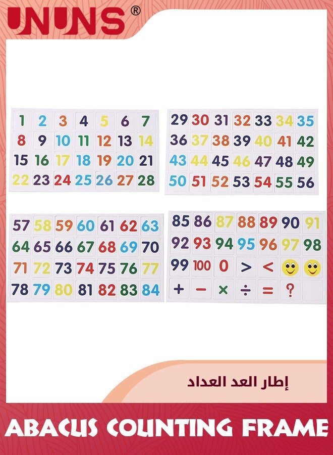 Wooden Abacus For Kids,Math Beads With 100 Counting Sticks And 110 Math Toys Cards,Educational Math Games Preschool Learning Toys, Math Manipulatives For Elementary 1st 2nd Grade
