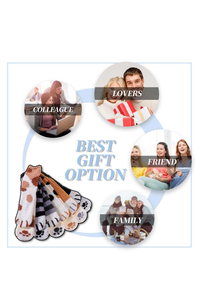 Women Warm Super Soft Socks, Animal Designe Microfiber Slipper Socks, Casual Home Sleeping Fuzzy Cozy Sock, Cozy Slipper Cute Cat Claw Soft for Womens Indoor Warm Fuzzy Sleeping Socks 6 Pairs