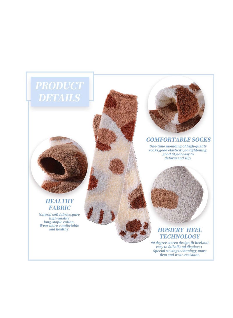 Women Warm Super Soft Socks, Animal Designe Microfiber Slipper Socks, Casual Home Sleeping Fuzzy Cozy Sock, Cozy Slipper Cute Cat Claw Soft for Womens Indoor Warm Fuzzy Sleeping Socks 6 Pairs