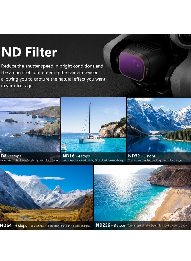 Mini 4 Pro Filters, Multi-Coated ND Filters Set for DJI Mini 4 Pro Drone Accessories, 6-Pack Includes ND8, ND16, ND32, ND64, ND256, and CPL Filters