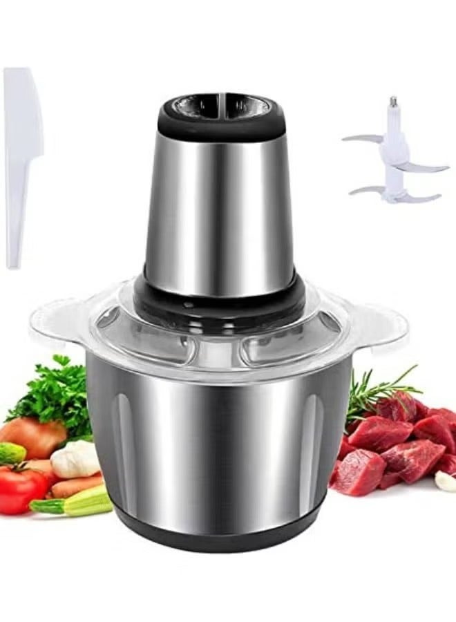 FOOD PROCESSOR GOURMET CUISINE 300W (2LTR), Electric Food Processor,Food Chopper with 2L Stainless Steel Bowl,Powerful 300W Motor&4 Detachable Dual Layer Stainless Steel Blades Meat Grinder - white