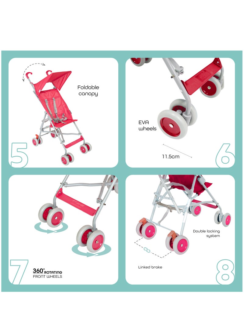 Jet Ultra Light Weight Fold Buggy Stroller Buggy - Pink
