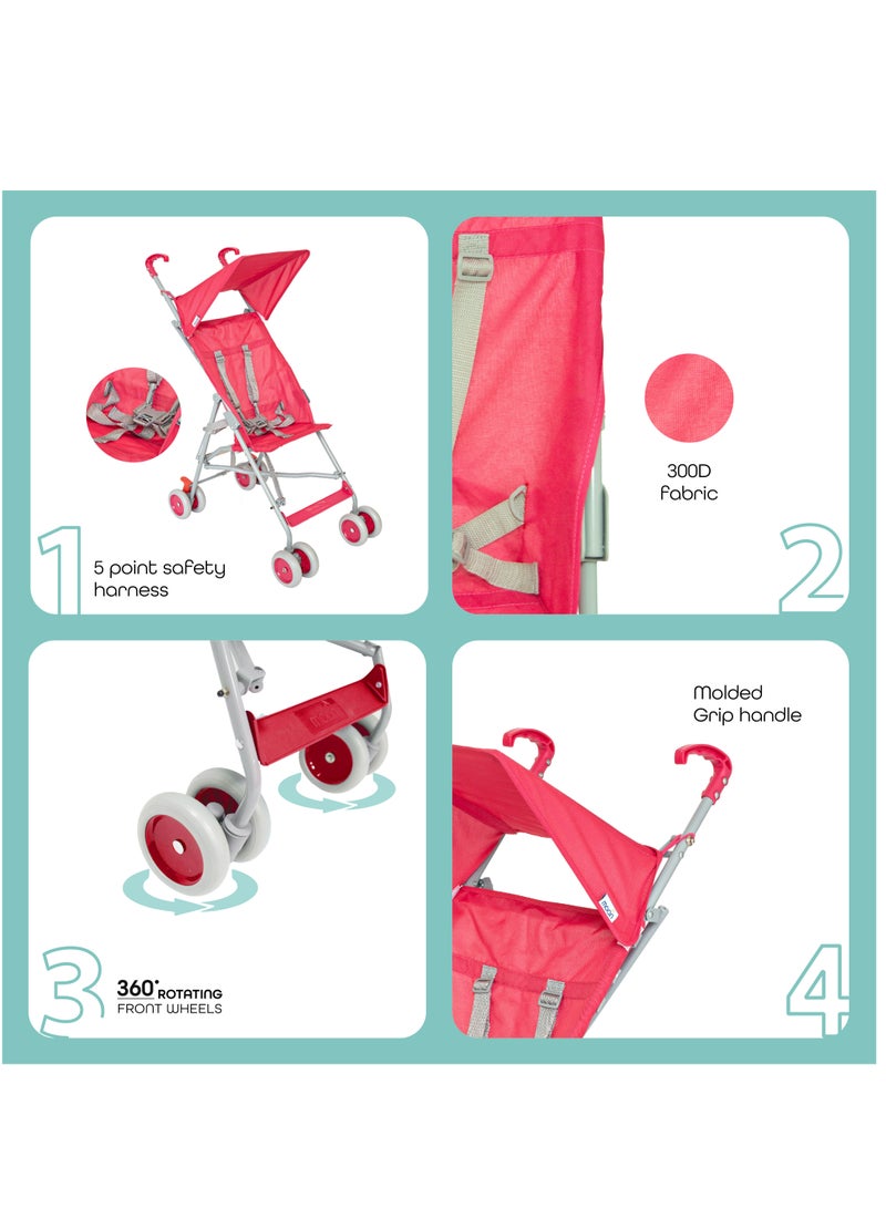 Jet Ultra Light Weight Fold Buggy Stroller Buggy - Pink