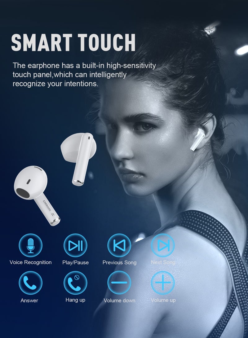 ZIPFORCE True Wireless Earbuds, In-Ear Bluetooth 5.3 Headphones 4-Mics ENC Clear Call, Bluetooth Earbuds Touch Control, IPX6 Waterproof TWS, Light-Weight Earphones