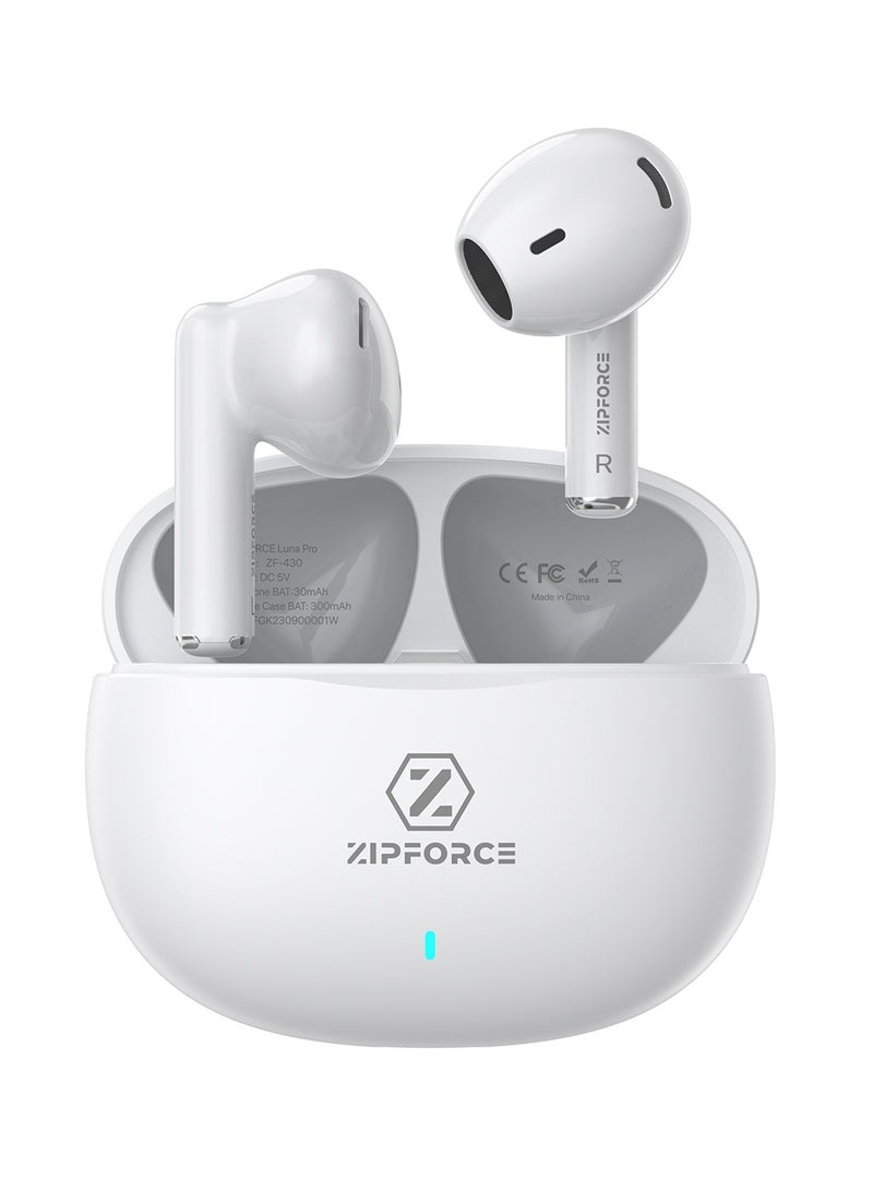 ZIPFORCE True Wireless Earbuds, In-Ear Bluetooth 5.3 Headphones 4-Mics ENC Clear Call, Bluetooth Earbuds Touch Control, IPX6 Waterproof TWS, Light-Weight Earphones