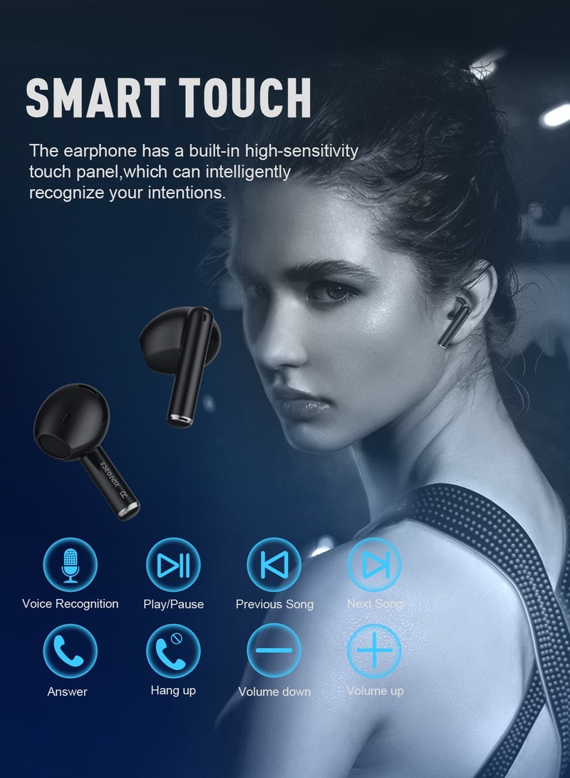 ZIPFORCE True Wireless Earbuds, In-Ear Bluetooth 5.3 Headphones 4-Mics ENC Clear Call, Bluetooth Earbuds Touch Control, IPX6 Waterproof TWS, Light-Weight Earphones