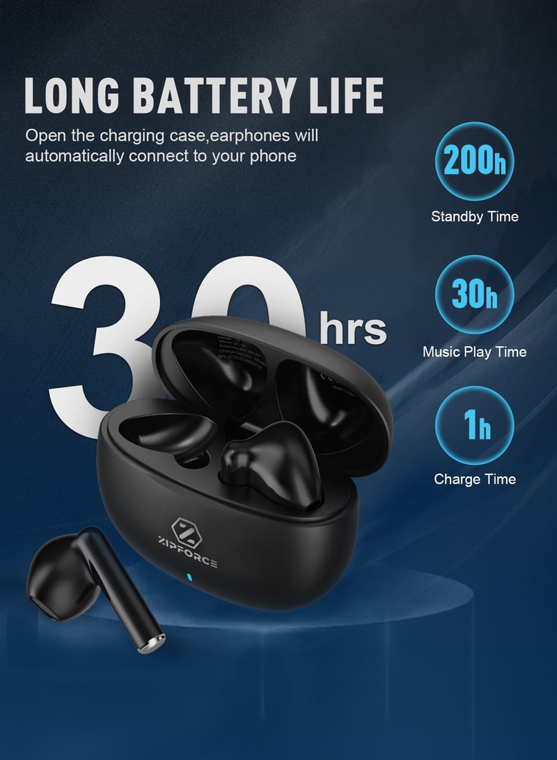 ZIPFORCE True Wireless Earbuds, In-Ear Bluetooth 5.3 Headphones 4-Mics ENC Clear Call, Bluetooth Earbuds Touch Control, IPX6 Waterproof TWS, Light-Weight Earphones