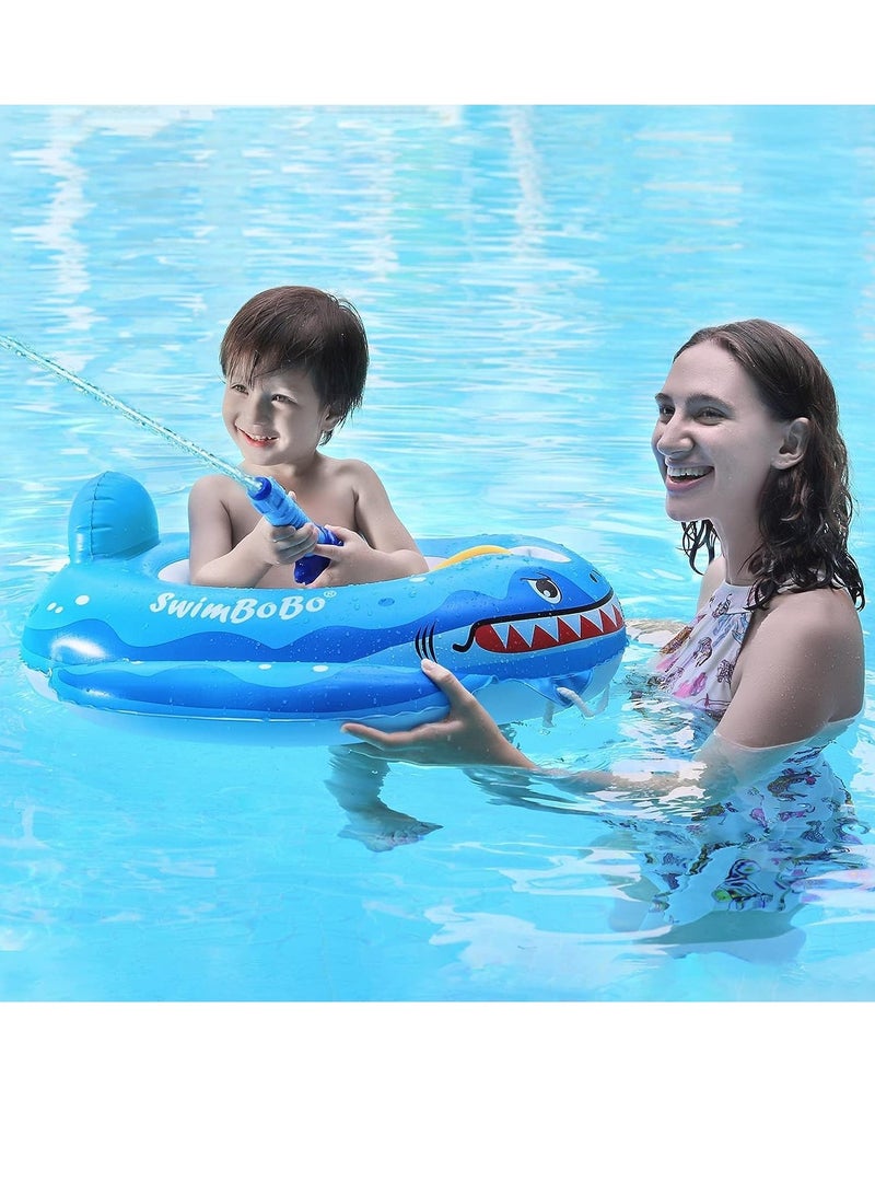 Baby Pool Float Free Swimming Baby Inflatable Swim Float Seat Boat Pool Swim Ring for Toddler Shark Baby Swim Floats Ring for Pool Bath Toys for 2-6 years old