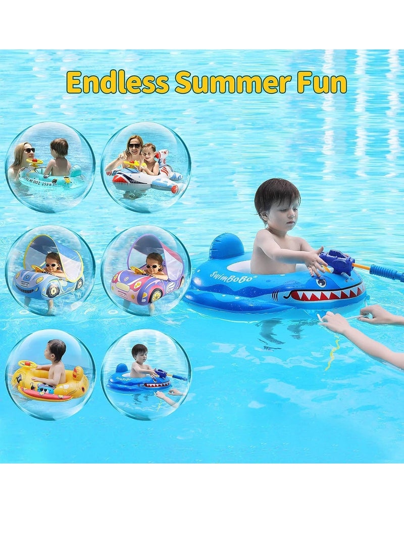 Baby Pool Float Free Swimming Baby Inflatable Swim Float Seat Boat Pool Swim Ring for Toddler Shark Baby Swim Floats Ring for Pool Bath Toys for 2-6 years old