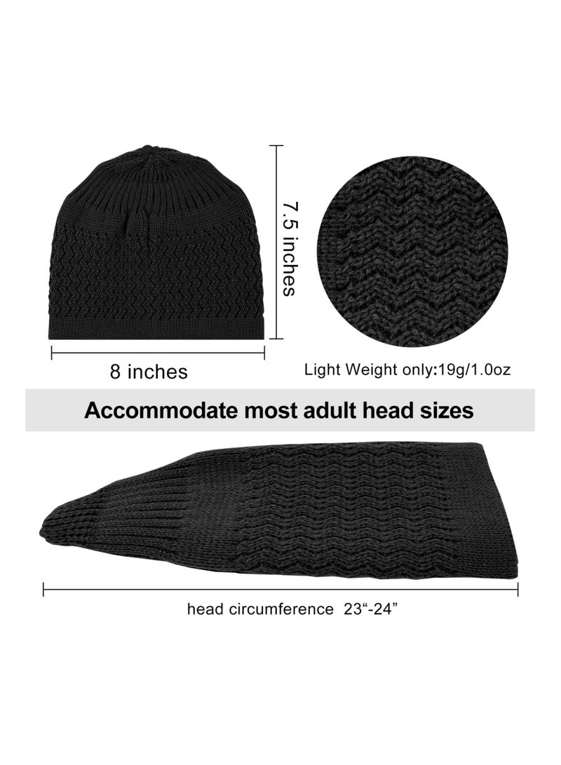6 Pieces Brimless Hats for Men and Women Docker Hat Casual No Brim Hat Visor-Less Flip Hat Sailor Skullcap Buckle Knit Kufi Hat Under Helmet Beanie Hats