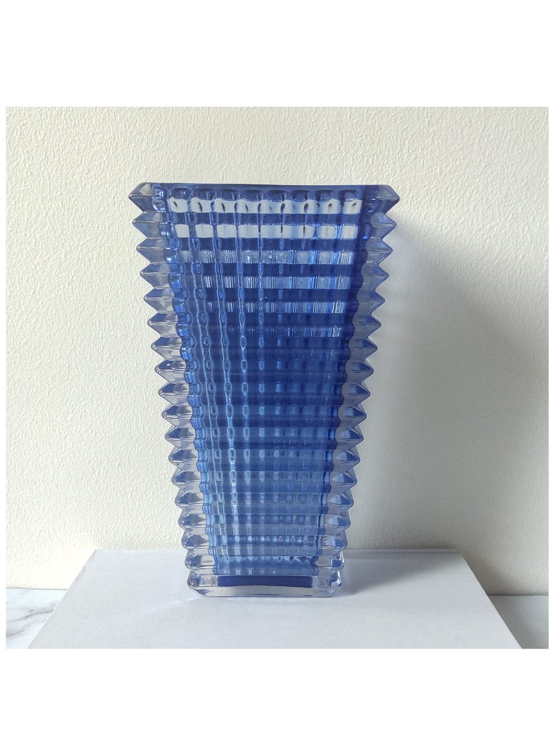 Blue Crystal vase with 20pcs Blue Vase Fillers | Modern Minimalist Design Flower Vase for Elegant Home Décor | Living Room Centerpiece | Flower Arrangements | Ideal Gift
