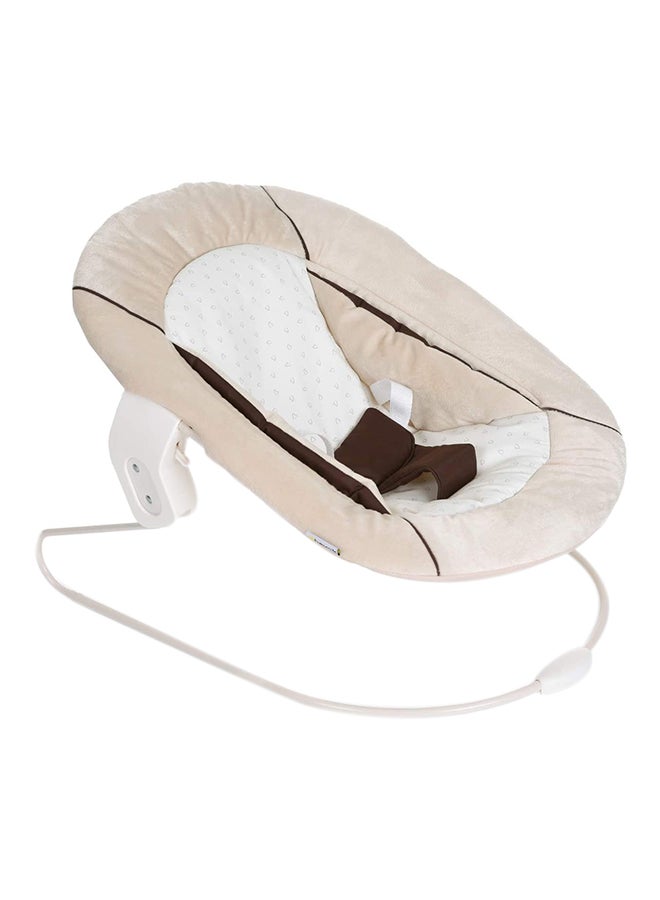 Alpha Bouncer 2-In-1 Newborn Set, Cosy Baby Rocker From Birth, Compatible With Wooden Grow-Along High Chair Alpha+, Beta+, Seat Minimizer, Hearts Beige