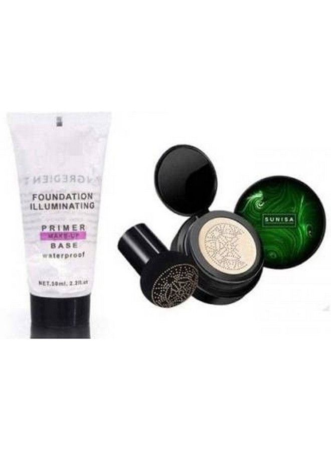 Bb And Cc Cream Foundation With Mushroom Head Air Cushion Puff 20G And 1 Foundation Illuminating Base Primer (Pack Of 3)