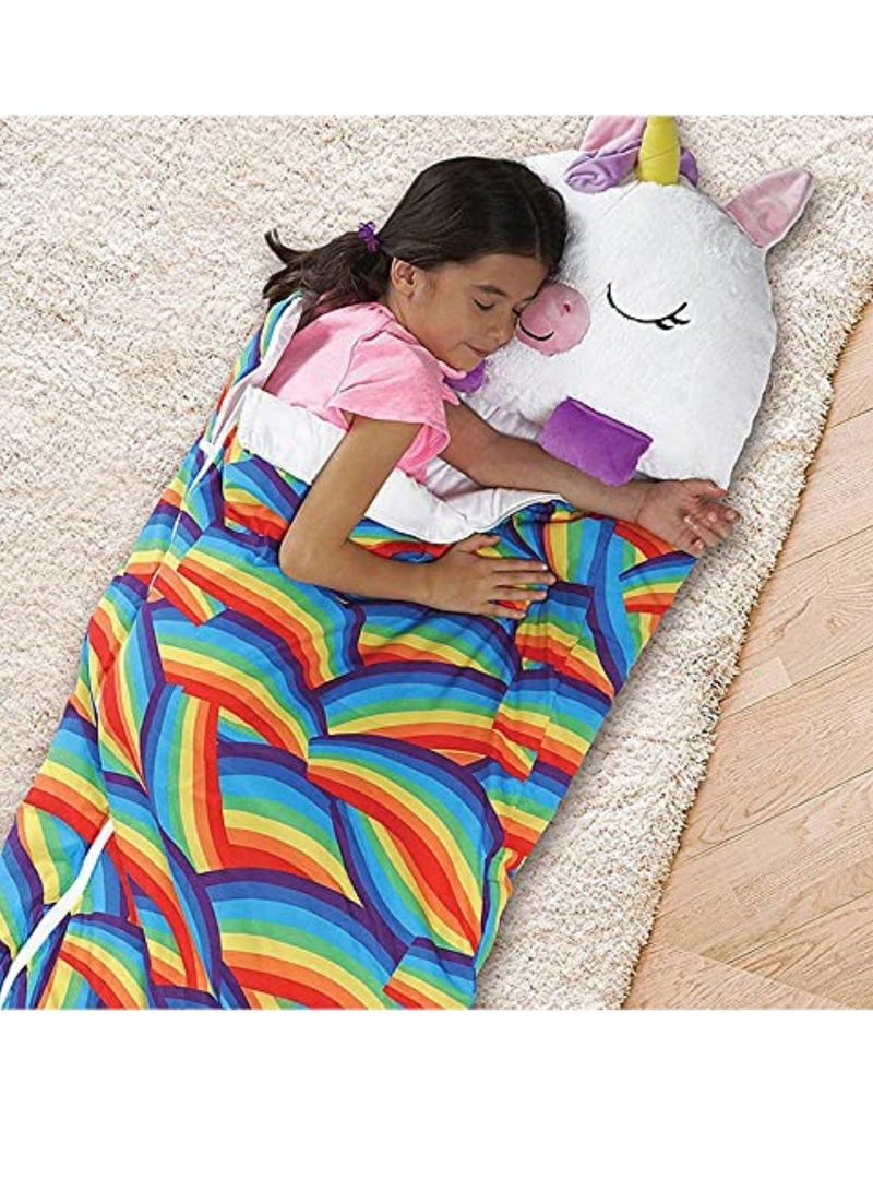 COOLBABY Kids Cartoon Large Portable Folding Pillow and Sleeping Bag for Girls and Boys for Playing and Camping