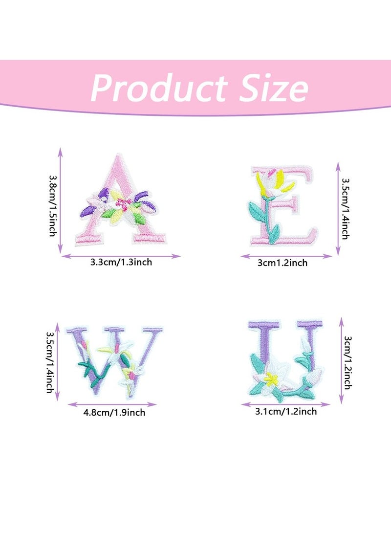 Iron On Letter Patches, 26Pcs A-Z Flower Embroidery Alphabet Patches for Backpacks Hats Shirts Shirts Jackets Jeans Shoes