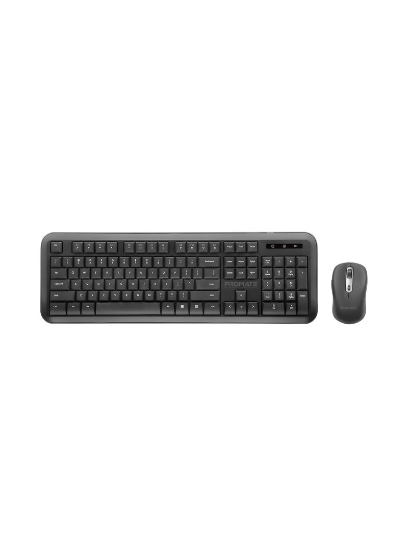 USB-C Wireless Keyboard And Mouse, 2.4Ghz Quiet Full-Size Keyboard And Adjustable DPI Mouse With 2-In-1 USB-A/USB-C Nano Receiver, 12 Multimedia Shortcuts And Auto-Sleep Function For Desktop Black