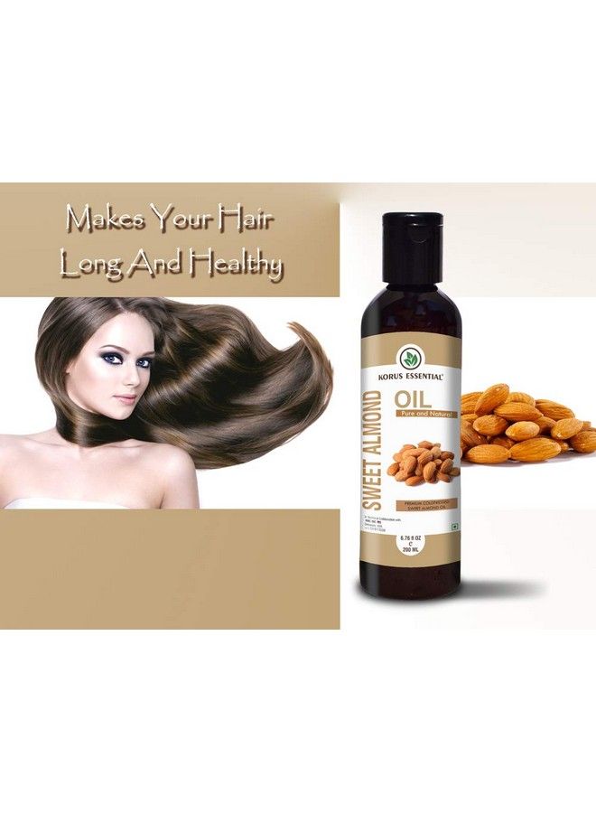 100% Pure & Natural Sweet Almond Oil 200Ml ; For Hair & Skin