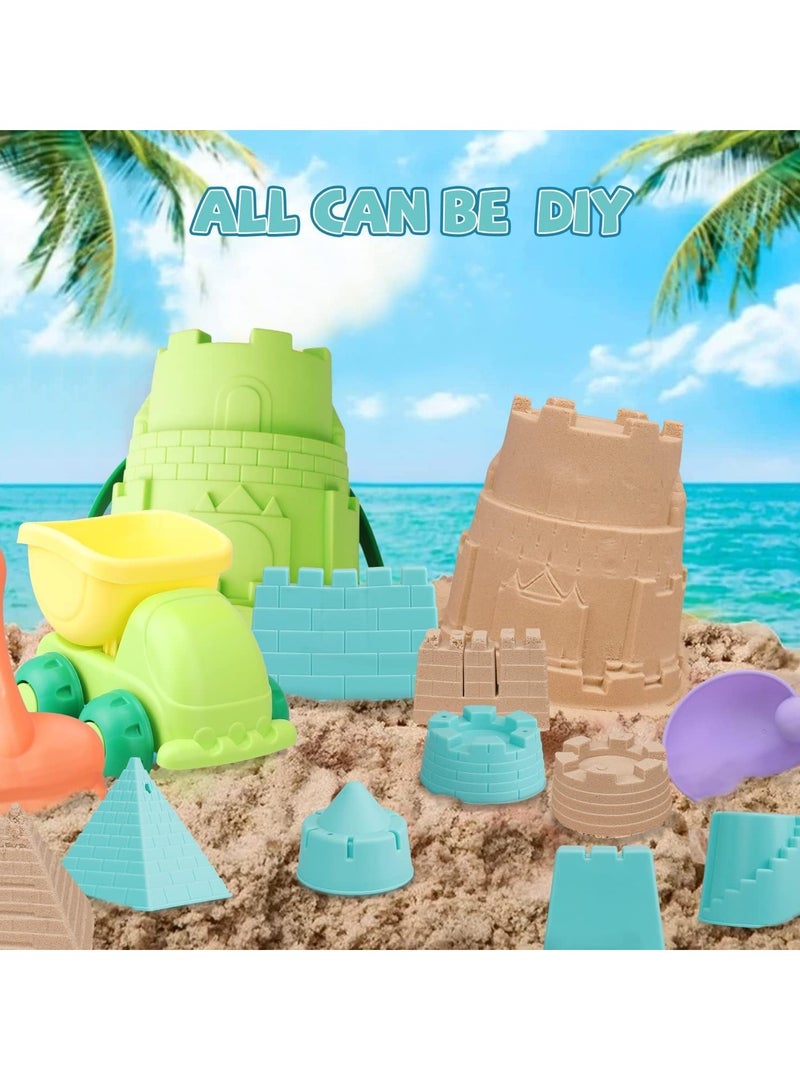 Beach Toys for Toddlers Kids Sand Toys Includes Beach Bucket Dump Truck Toy, Sand Shovel, Rake, Sand Castle Toys Sand Bucket and Shovel for Kids Sandbox Toys with Bonus Mesh Bag