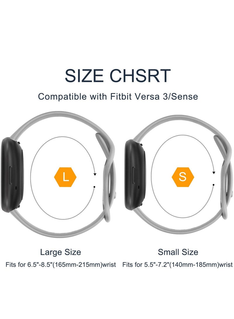3 Pack Sport Bands Compatible , Strap Compatible, Soft Silicone Replacement for Fitbit Versa / Sense Smart Watch Women Men