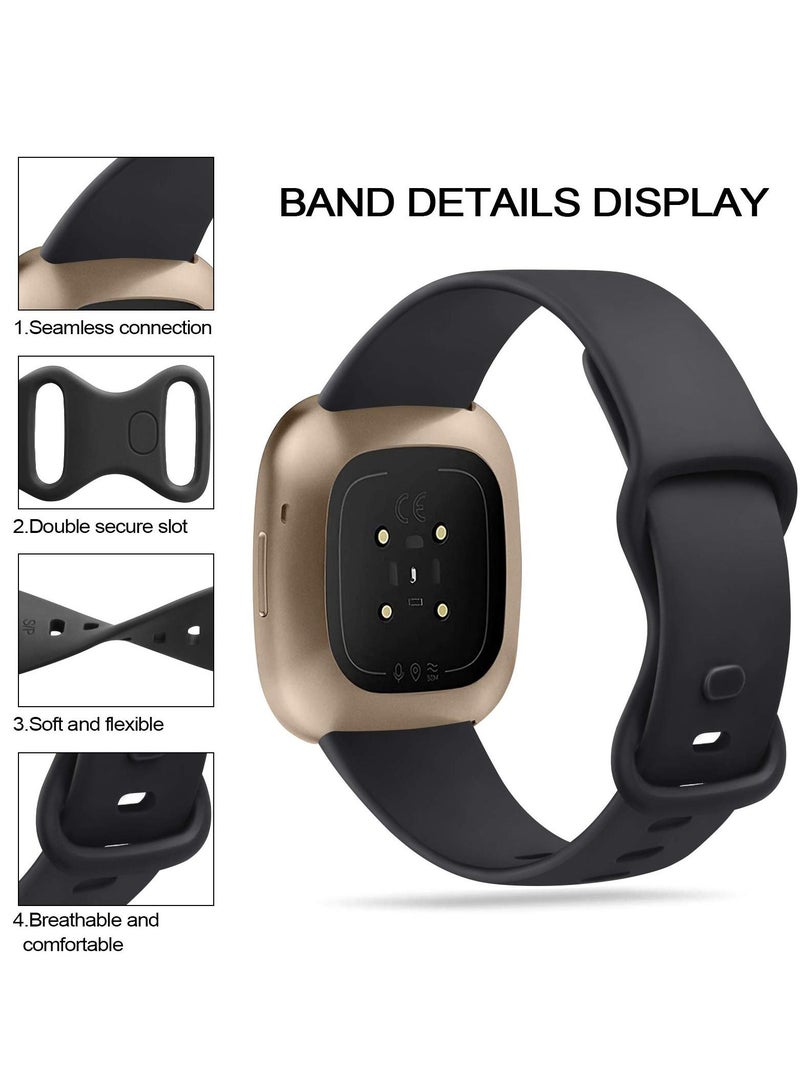 3 Pack Sport Bands Compatible , Strap Compatible, Soft Silicone Replacement for Fitbit Versa / Sense Smart Watch Women Men