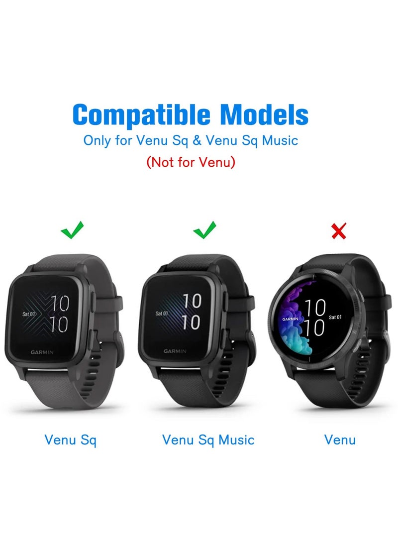 3 Packs Color Screen Protector Case Compatible with Garmin Venu Sq 2, 2 Music, Sq, Full Coverage Soft TPU Protective Cover Bumper Frame