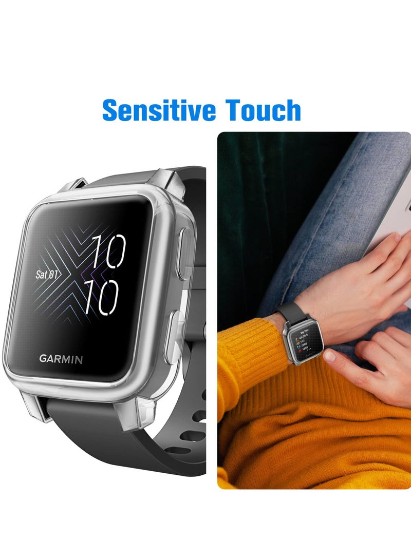 3 Packs Color Screen Protector Case Compatible with Garmin Venu Sq 2, 2 Music, Sq, Full Coverage Soft TPU Protective Cover Bumper Frame